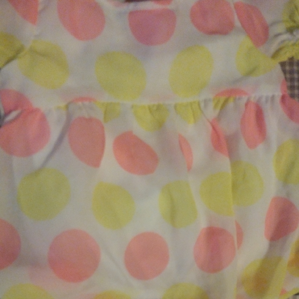 Polka Dot Baby Dress - Yellow & Pink Circles - Picture 4 of 6